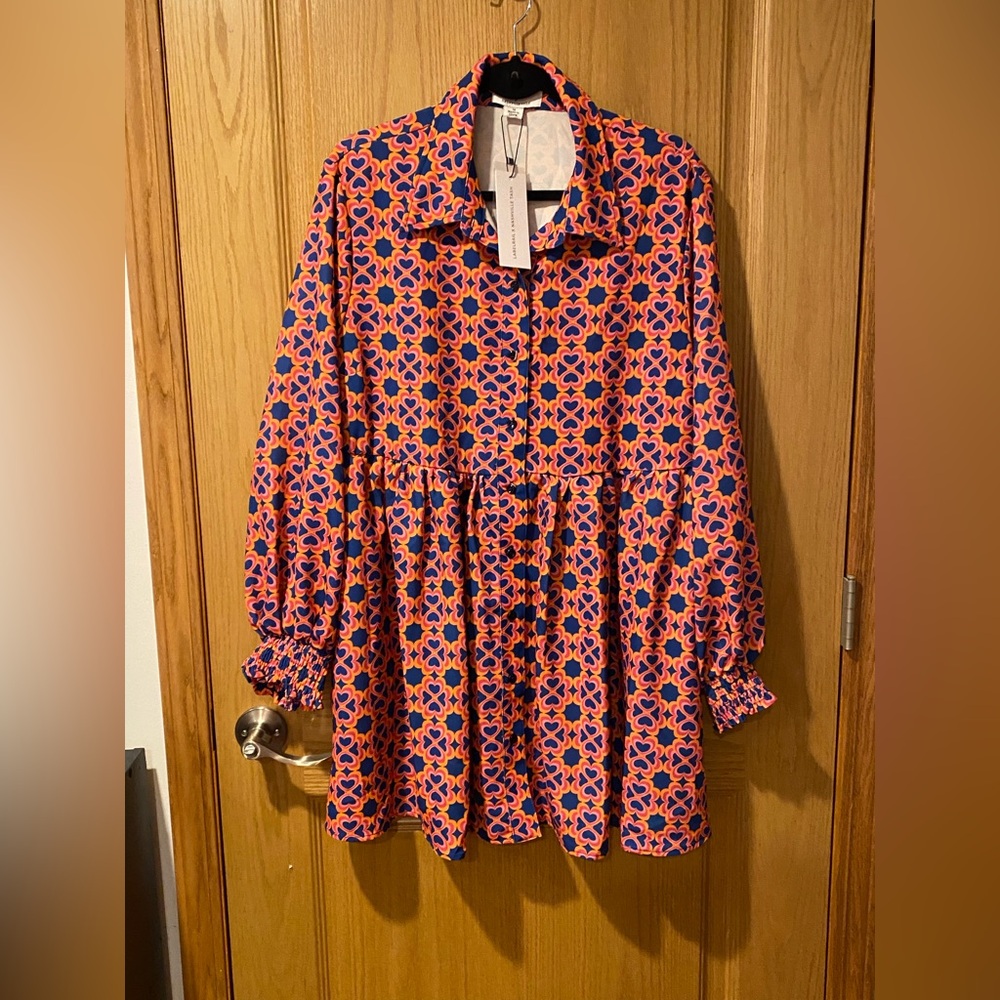 Labelrail X Nashville Trash Women’s Size 14 Button Front Long Sleeve Dress NWT
